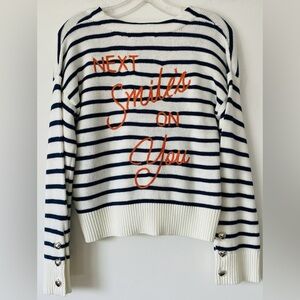 Kerri Rosenthal "Next Smile's on You" Striped Sweater with Embroidery XS